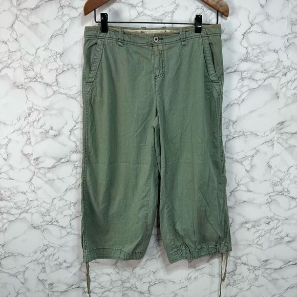 Polo Ralph Lauren Women’s Crop Wide Leg Pants sz M Green Y2K #F342 - Picture 5 of 7